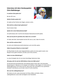 Interview mit dem Hockeyspieler Chris Baltisberger