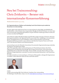Chris Zvitkovits – Berater mit internationaler