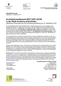 Mut zu Neuem - Einladung zur Preisverleihung in Arneburg