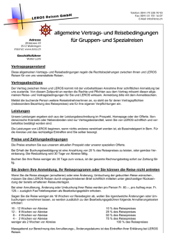 Allgemeine Reisebedingungen für Gruppen