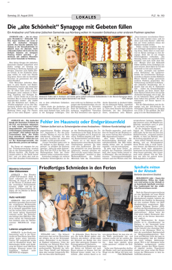 Die &bdquo;alte Sch&ouml;nheit&ldquo; Synagoge mit Gebeten f&uuml;llen