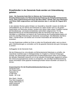 Einzelhändler in der Gemeinde Hude werden um Unterstützung