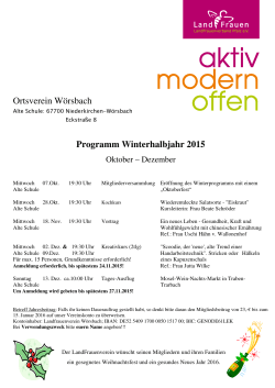 Ortsverein Wörsbach Programm Winterhalbjahr 2015