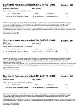 Startkarte Kreismeisterschaft SK 24 FKB - 2016
