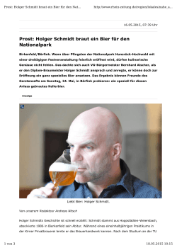 Prost: Holger Schmidt braut ein Bier für den Nationalpark