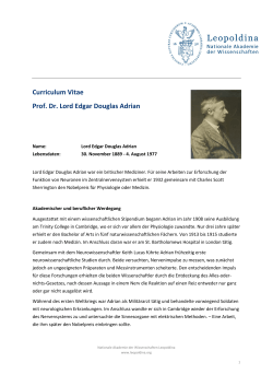 Curriculum Vitae Prof. Dr. Lord Edgar Douglas Adrian