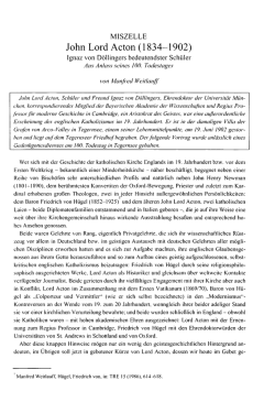 John Lord Acton (1834-1902) - Ignaz von D&ouml;llingers bedeutendster