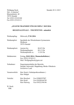 Wolfgang Stock Stendal, 05.11.2015 Sek. „Comenius“ Blumenthalstr