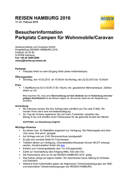 REISEN HAMBURG 2016 Besucherinformation Parkplatz Campen