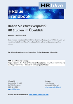 Haben Sie etwas verpasst? HR Studien im &Uuml;berblick