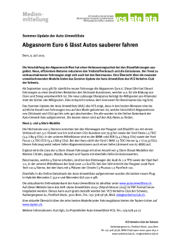 Medien- mitteilung Abgasnorm Euro 6 lässt Autos - Auto