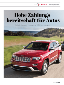 Hohe Zahlungsbereitschaft f&uuml;r Autos
