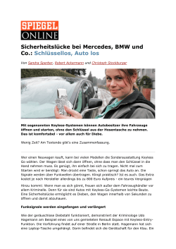Sicherheitslücke bei Mercedes, BMW und Co.: Schlüssellos, Auto los
