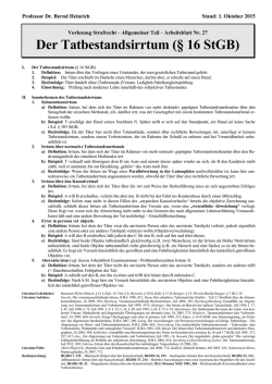 Irrtum: Der Tatbestandsirrtum (&sect; 16 StGB)