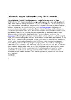 Geldstrafe wegen Volksverhetzung für Plauenerin - Vogtland