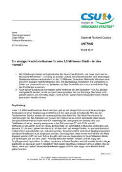 Ein einziger Nachtbriefkasten f&uuml;r eine 1,5 Millionen Stadt