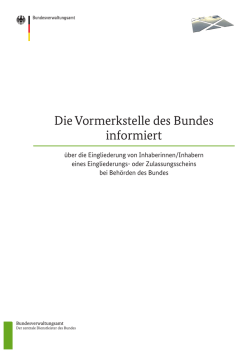 Informationsbrosch&uuml;re der Vormerkstelle des Bundes