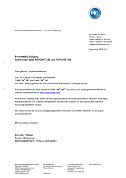 Produktabkündigung Spannungsregler TAPCON® 240 und