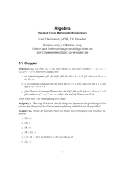 Algebra - FSR Mathematik