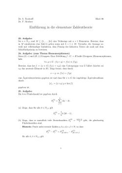 Einführung in die elementare Zahlentheorie