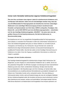 Immer mehr Hersteller bef&uuml;rworten eigenes Kollektorertragslabel