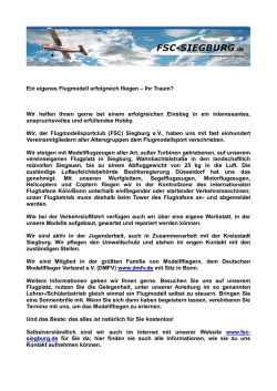 Ein eigenes Flugmodell erfolgreich fliegen &ndash; Ihr Traum? Wir helfen