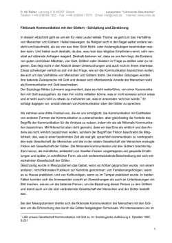 Fiktionale Kommunikation mit den G&ouml;ttern