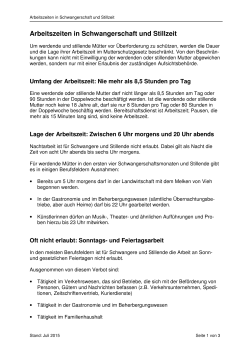 Arbeitszeit in Schwangerschaft Stillzeit