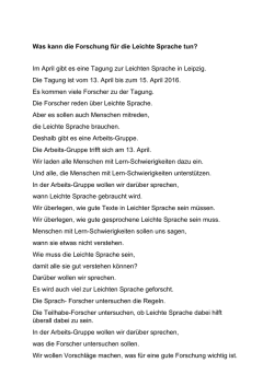 Informationen zum Workshop in &bdquo;Leichter Sprache&ldquo;