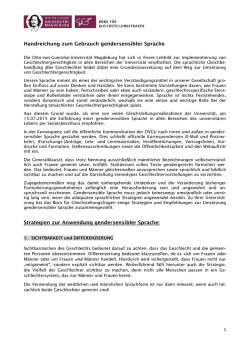 Handreichung zum Gebrauch gendersensibler Sprache Strategien