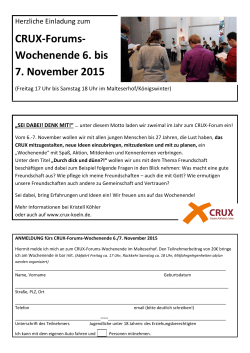 CRUX-Forums- Wochenende 6. bis 7. November 2015