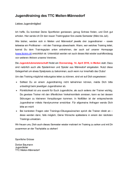 Jugendtraining Terminplan - Tischtennisclub Meilen