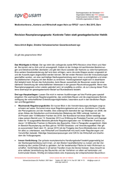 Revision Raumplanungsgesetz: Konkrete Taten statt