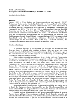 TITEL und UNTERTITEL Strategische Rohstoffe Erdöl und Erdgas