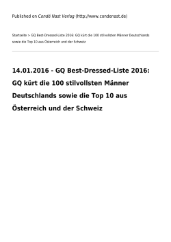 GQ kürt die 100 stilvollsten Männer Deutschlands sowie die Top 10