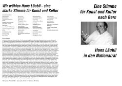 Eine Stimme f&uuml;r Kunst und Kultur nach Bern Hans L&auml;ubli in den