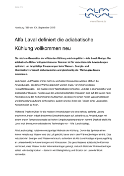 Alfa Laval definiert die adiabatische Kühlung vollkommen neu