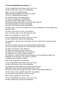 In der Unendlichkeit des Lebens / 1 In der Unendlichkeit des Lebens