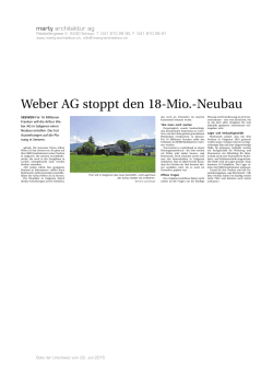 Weber AG stoppt den 18-Mio.-Neubau