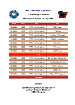 DINTERvolleys Engelsdorf Heimspiele Saison 2015/2016