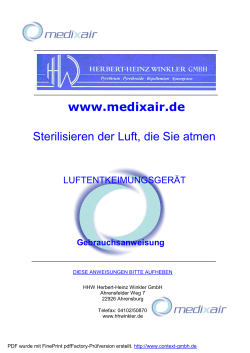 Sterilisieren der Luft, die Sie atmen www.medixair.de
