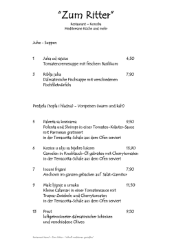 Speisekarte - Zum Ritter