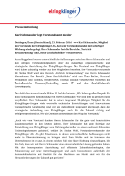 Pressemitteilung Karl Schmauder legt Vorstandsamt nieder