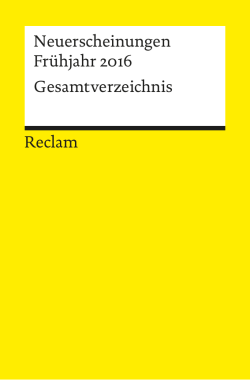 Reclam Verlag | Neuerscheinungen Frühjahr 2016