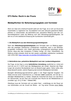 DTV-Reihe: Recht in der Praxis Meldepflichten f&uuml;r