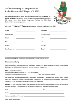 Aufnahmeantrag zur Mitgliedschaft in der Hexenzunft Villingen e.V.