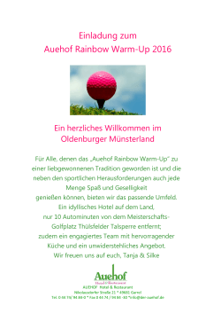 Einladung zum Auehof Rainbow Warm-Up 2016 - German