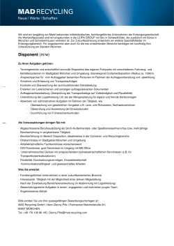 Disponent (m/w) - MAD Recycling GmbH