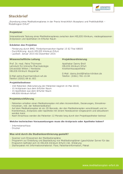 Steckbrief - Medikationsplan Erfurt