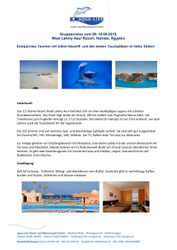 Gruppenreise vom 09.-16.06.2015, Wadi Lahmy Azur - aqua-LIFE